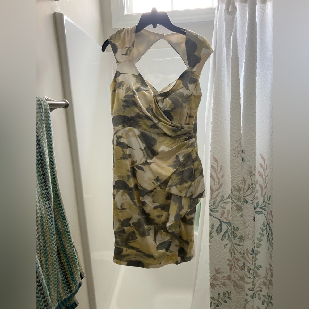 Yellow White Gray Silk Dress